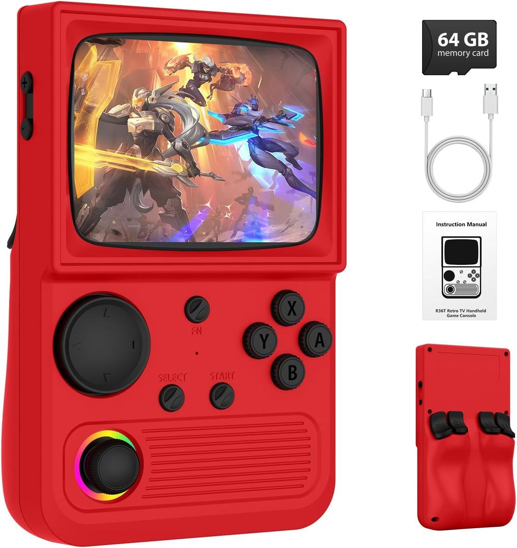Portable Retro Gaming Console with 64GB (Red)