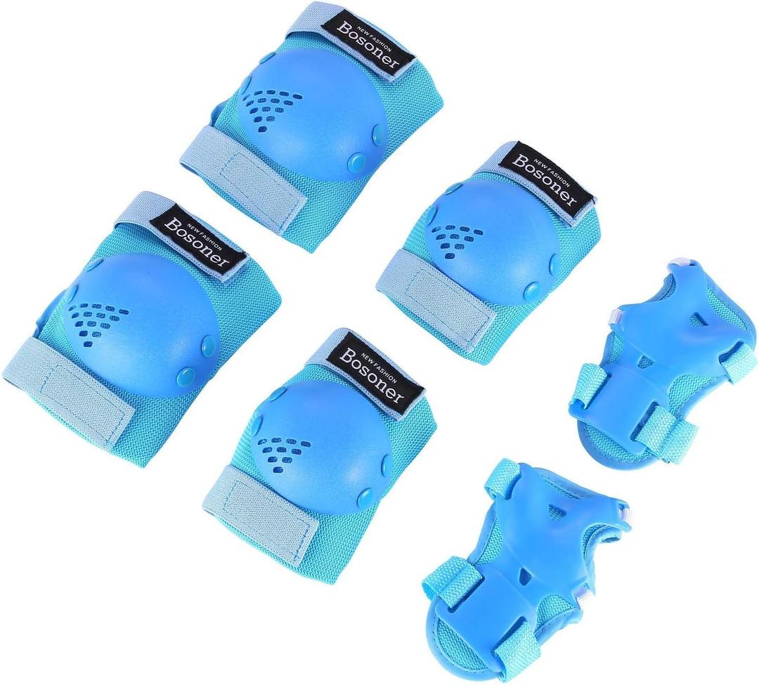 BOSONER Kids/Youth Knee Pads Elbow Pads Wrist Guards Set for 3-7 Years, Child Protective Gear Set for Roller Skates, Cycling, BMX Bike, Skateboard, Inline Skating, Scooter Riding Sports, Small (3-7 years)