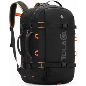 Tolaccea Travel Backpack for Men Women, 40L-50L Carry On Backpack with Wet Dry Compartment, TSA Approved Laptop Daypack Fits 15.6", Convertible Expandable Large Rucksack Duffel Bag for Work Travel (Black)