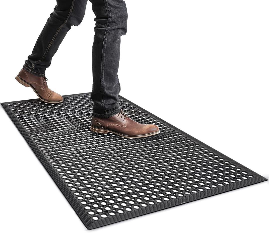 Rubber Floor Door mat Anti-Fatigue Commercial Restaurant Floor Mats 36" x 60" New Heavy Duty Non Slip Rubber Kitchen Drainage Mat Black Bar Floor Mat