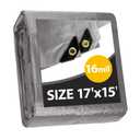 Action Air Heavy Duty Waterproof Tarp, 15x17 Feet, Double-Sided, Gray, 16mil