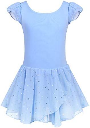 Arshiner Girls Ruffle Sleeve Ballet Dance Dress Tutu Skirted Leotard, 6-7Y