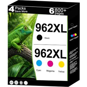 962XL Ink Cartridges Replacement for HP 962 XL Combo Pack Work with 9012e 9010e 9012 9020e 9019 9015e 9010 9015 9025e 9020 9018e 9018 9025 Printers with V24.2.1 Chip 4 Packs-Cyan Magenta Yellow Black