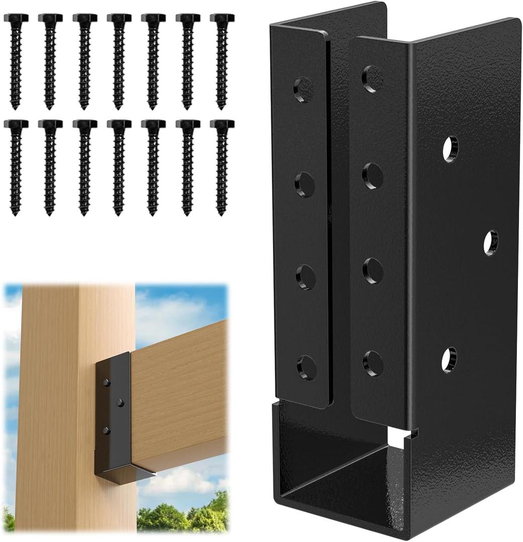 12-Pack 2"x6" Outdoor Concealed-Flange Joist Bracket with Screws - Q235B Steel Powder Coated Mount Light Joist Hangers for Beam, Swing, Handrail, Fence
