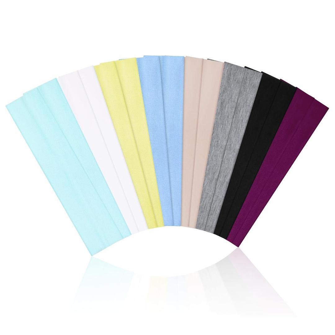 Ztomine Headbands for Women, Non Slip Soft Cotton Hair Bands with Stretchy Cloth, Ideal for Yoga, Running, Outdoor Exercise, and Sports, 16 Pcs (style12)