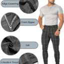 CANGHPGIN Men's Stretch Dress Pants Slim Fit Flat Front Slacks Tapered Casual Pants (L)