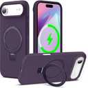 ZHK Liquid Silicone Designed for iPhone Air Case with Magnet Stand, [Precise Camera Lens Protection][Mil-Grade Drop Shockproof][Soft Anti-Scratch Microfiber Lining] Slim Fit Cover, Purple (iPhone Air 6.5 inch)