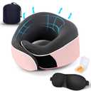 Travel Neck Pillow, Best Memory Foam Airplane Pillow for Head Support Soft Adjustable Pillow for Plane, Car & Home Recliner Use (Pink1) (Pink2)