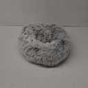 JOLLYVOGUE Calming Dog & Cat Bed for Small Dogs, Anti-Anxiety Donut Cuddler Cozy Soft Round Bed with Anti-Slip Bottom, Fluffy Faux Fur Plush Cushion Beds for Small Medium Dogs (20") (Smoke Grey)
