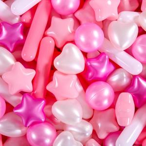 STARBOLO Ball Pit Balls for Toddlers - Pack of 150 BPA Free Phthalate Free Crush Proof Plastic Pit Balls Pearl Colors Play Toys for Kids Ball Pit, Pool,Play Tent,Party (Pearl pink+purple+white;Stars+balls+hearts+long balls)