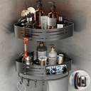 Voldra Corner Shower Caddy Suction Cup, 2 Pack Corner Shower Shelves No Drilling, Aluminum Upgrade Suction Cup Shower Organizer with Towel Bar & Hooks Removable Bathroom Storage Rack(Gray)