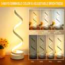 Modern Table Lamps Set of 2, Dimmable Spiral Table Lamps for Night Stand, 12W LED Desk Lamp 3 Color 10 Brightness Level Bedside Lamps Desk Light Office Lamp for Bedroom, Living Room (White)