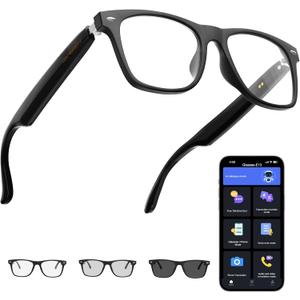 AI Translation Smart Glasses with Chat GPT for Men and Women, Bluetooth Sunglasses with Translator 164 Languages and Color-Change Lens, Music Playback & Hands-Free Calls, UV & Blue Light Protection