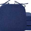 Chair Cushions for Dining Chairs, 2" Thick Seat Cushions for Kitchen Chairs, D-Shaped Chair Pads with Washable Cover, Ties and Non Slip Backing, 17'' x 16'', Set of 4, Blue