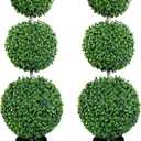4FT Artificial Topiary Ball Tree Set of 2, Outdoor Indoor Faux Triple Ball Boxwood Plants, Green Fake Plant for Home Front Porch, Patio Garden Decor