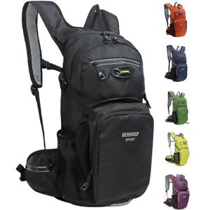 Hiking Daypack Waterproof Biking Backpack 15L Lightweight Durable Backpack for Ski Snowboarding Running MTB Cycling (Black)