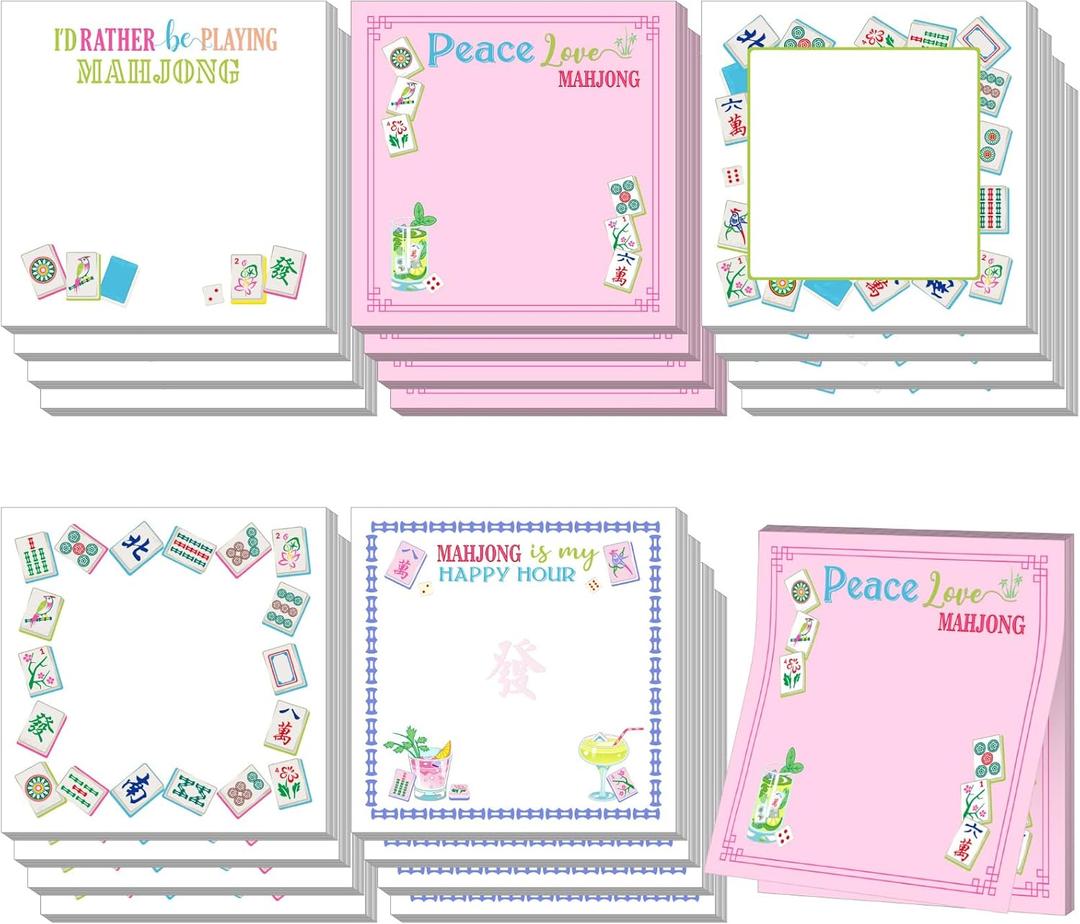 Gueevin 20 Pcs Mahjong Sticky Notes Pads Mah Jong Lovers Gifts for Christmas Birthday Mahjong Party Decorations Supplies(Classic)
