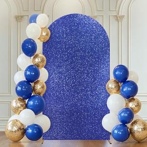 Wish Care 6.6FT Royal Blue Arch Cover-Sequin Spandex Fitted Wedding Arch Cover Round Top Chiara Background Covers for Birthday Party Baby Shower Photo Arch Stand Decoration