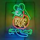 RF Mouse Garage Neon Sign Light Real Glass Neon Bar Signs For Home Bar Pub Man Cave Shop Store Recreation Room Home Room Restaurant Wall Windows Display Handcraft Artwork 19x15