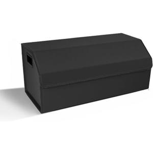 Large Foldable Trunk Storage Box Container - 31.5 Inches / 80 cm, Durable and Versatile Car Organizer for SUV Trucks or garage napa leather (Large, Black)