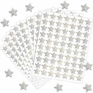 2100 Pcs Star Stickers, Glitter Star Stickers for Reward Chart 30 Sheets Reward Sticker, Holographic Rainbow Sticker Teachers for Calendar Students Classroom Office (Silver)