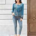 Disamer Long Sleeve Shirts for Women Fall Clothes Teacher Outfits 2026 Button Blouses Dressy Casual Square Neck Tunic Tops (Blue, M)