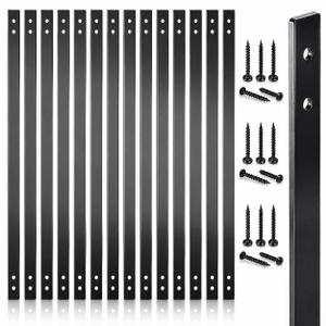 61 Pack 32.25" Metal Deck Balusters, 1" Flat Black Railing Spindles with Screws, for Wood & Composite Decks, Porches, Patios & Stairs