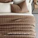 EVERGRACEHOME 100% Cotton Box Stitch Quilt Bedding Set Queen Size 3 Pieces, Garment-Washed Lightweight Soft Cozy Coverlet, Quilted Bedspread Sets with 2 Shams for All Season, Sienna Brown | Box Stitch Design, 100% Cotton, Soft, Oversized, Pre Washed, Oeko-Tex Certified