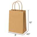 100 pcs Brown Paper Gift Bags with Handles 8x4.5x10 Brown Kraft Paper Bags, Party Favor Bags Sacks, Recyclable Medium Gift Bags with Handles Bulk