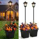 PASAMIC 2 Pack 72" Solar Lamp Post with Planter, 4 Gallon Large Planter Base for Added Stability, Decorative Dusk to Dawn Solar Lamp Post for Driveway Entrance, Front Yard, Walkway, Patio & Garden