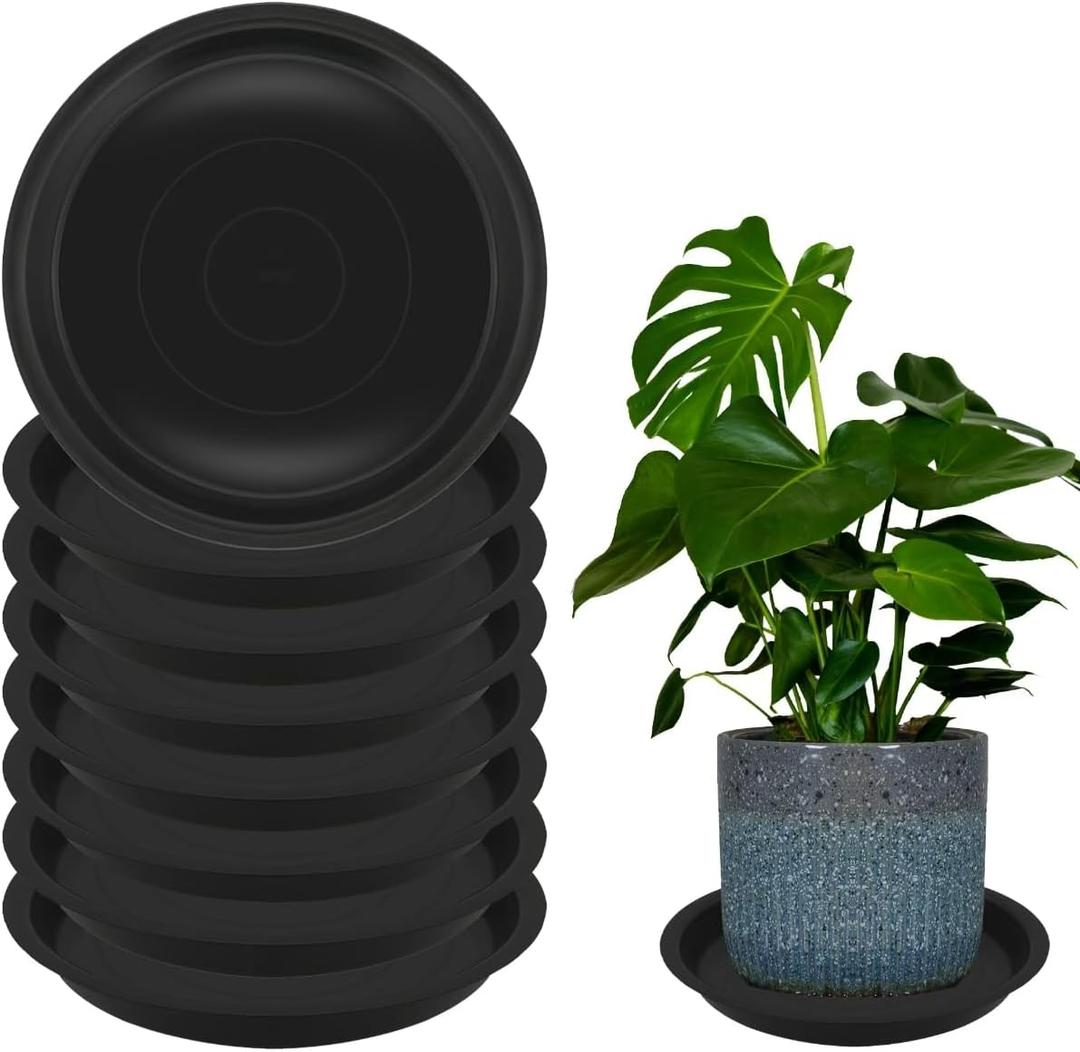 8 Pack 18 Inch Round Plant Saucers for Less 16 Inch Pot Indoors Outdoors Plant Trays for Pots Planter Saucer Plastic Drip Tray Planter Water Tray (Black, 18"(8pcs))