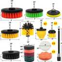 30Pcs Drill Brush Attachment Set,Drill Scrubber Brush Kit Include Scrub Pads, Sponge, Extend Attachment, Drill Cleaning Brush Attachment Set for Bathroom, Tub, Tile, Corner, Floor, Grout, Boat
