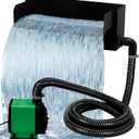 12.2in Pond Waterfall Kit,304 Stainless Steel Waterfall Spillway,Pond Spillway with 45W 740GPH Pump,10FT Corrugated Tubing,Filter