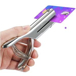 Hole Punch 2" Reach 1/8 inch Single Hole Punch,Heavy Duty Hole Puncher Single,Portable Hand Held Long Paper Punch for Paper Cards Plastic Cardboard (Silver) (1/8"-3mm Hole)