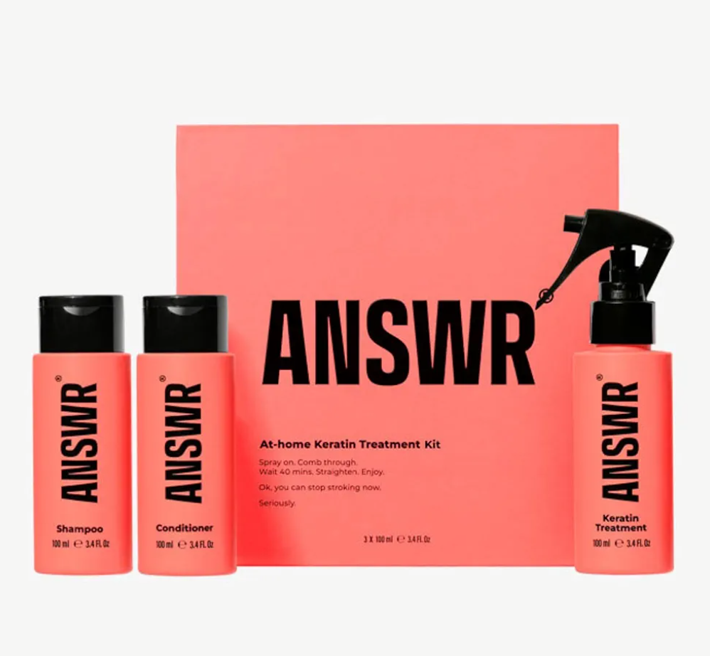 ANSWR At Home Brazilian Keratin Hair Treatment for All Hair Types – Deep Nourishment, Eliminates Frizz, Salon Results At Home, Sulfate-Free, Safe for Colored Hair, 90 Day Lasting results (Kit)