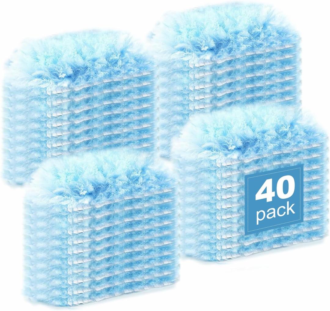 40 Count Dusters Refills  360 Dusting Pads with Upgraded Thick Fibers, Disposable & No Washing Needed,Duster Heads for Blinds Ceiling Fans Furniture Multi-Surface Dusting
