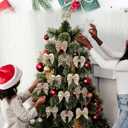 Sotiff 12 Pcs Christmas Wood Ornaments 3.9 x 3.74 in Angel Tree Decor Christmas Farmhouse Rustic Wing Ornaments with Bow Tree Hanging Decorations for Xmas Home Office Fireplace Mantel Winter Party