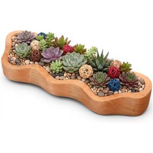 Nuogo 19 Inch Wooden Wavy Edge Dough Bowl Supplies, Khaki