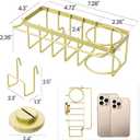 TAILI 4-in-1 Sponge Holder for Kitchen Sink with Strong Suction Cup Removable, Rustproof Stainless Steel Sink Caddy for Sponge, Brush, Scrubber, Scraper -Gold
