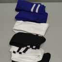 Kids Soccer Socks Boys Football Socks 6 Pairs Girls Striped Knee High Sock Baseball Softball Sports 10-14 Years Teenager Youth (2Black+2White+2Blue, L)