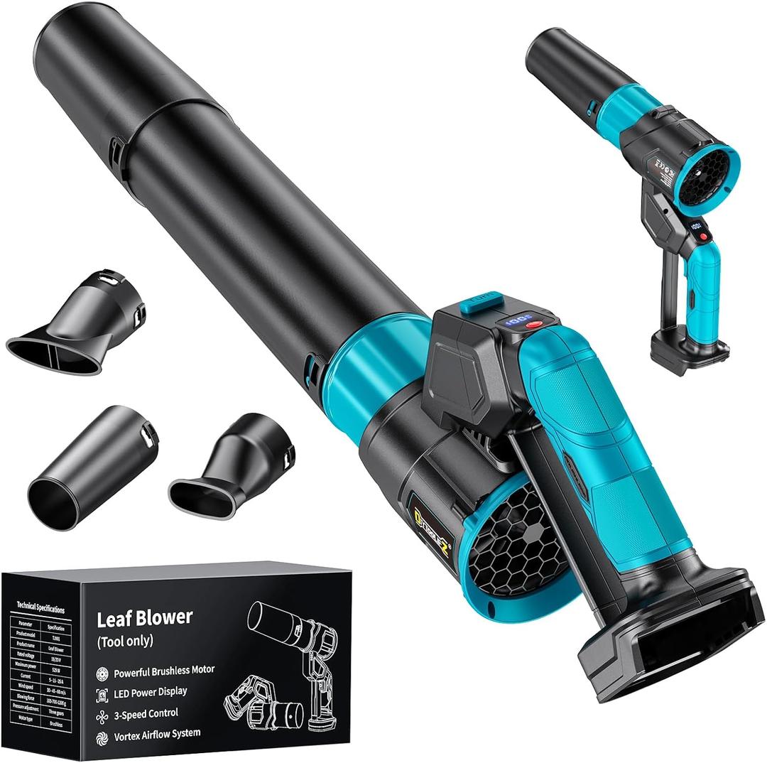 DIYtoolifz Cordless Leaf Blower Compatible with Makita 18V, 180 Rotated, 600 CFM Handheld Leaf Blowers, 3-Speed Brushless Motor, Lightweight Blower for Lawn Care, Yard, Garden, Patio (No Battery)