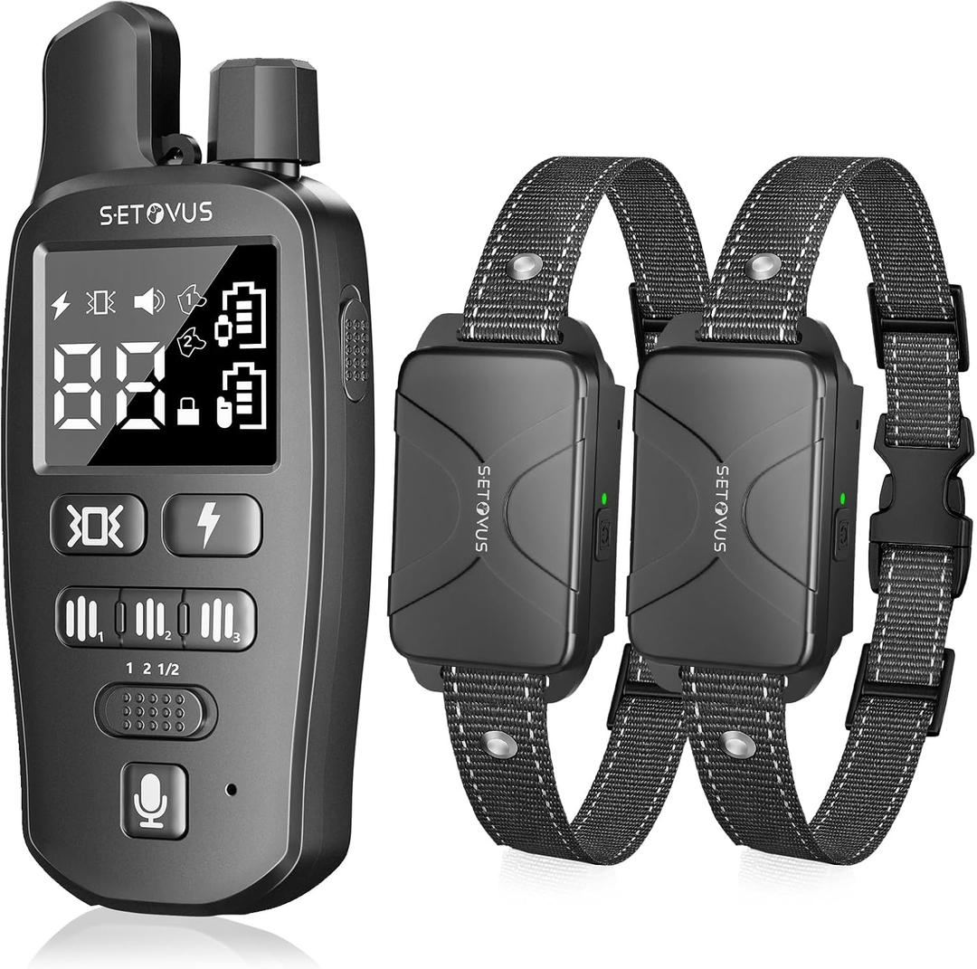 Dog Shock Collar for 2 Dogs, 4500FT Dog Training Collar Rechargeable Electric Collar with Recording & Calling & Vibration & Shock for All Breeds (Gray)