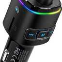 Nulaxy QC3.0 Bluetooth FM Transmitter for Car, Dual USB Charger Bluetooth 5.0 Car Adapter Wireless Radio with 7-Color LED Backlit Light, Hands-Free Calling, Support USB Drive TF Card - NX09