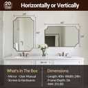 ANDY STAR Brushed Bronze Mirror, 24"x40" Bathroom Vanity Mirror, Scalloped Rectangle Mirror with Rust-Proof Stainless Steel 1" Frame, Hangs Vertically or Horizontally