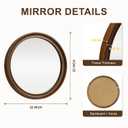 Round Wood Mirror, 22" Circle Mirror with Wooden Frame, Walnut Brown