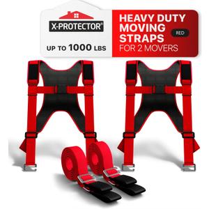 X-Protector Moving Straps - 2 Pairs - Lifting Straps for 2 Movers - Move Furniture Easily and Safely - Perfect for Lifting and Moving Heavy Objects! (with Back Support)