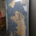 Welmeco Large Office Wall Decoration Retro Detailed World Map Canvas Prints with Premium Black Frame Vintage Push Pins Travel Map of The World Picture Artwork for Modern Home Office Living Room Decor