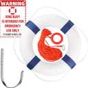 Calvana 20" Foam Life Preserver Ring with 98.4ft Floating Lifesaving Rope, Throwable Flotation Device, Pool Safety Float, for Buoy and Swimming Decoration, Boat Safety Equipment, 1pack with Emergency signs