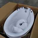 Empava Whirlpool Tub,48 in Freestanding Air Jetted Bathtub, Japanese Soaking Tub with Pre-Molded Seat, 36 Air Jets for Spa-Like Relaxation, Glossy White Luxury Acrylic Design