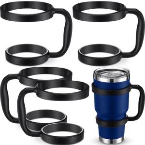 Skylety 4 Pcs Tumbler Handles for 30 oz Tumbler Holder, Anti-slip Travel Cups Holders Portable Spill Proof Mug Handle for Outdoor Indoor Home Travel Accessories, Black